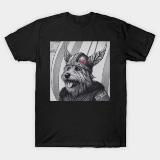 Cute Black and White Viking dog Norway Flag T-Shirt